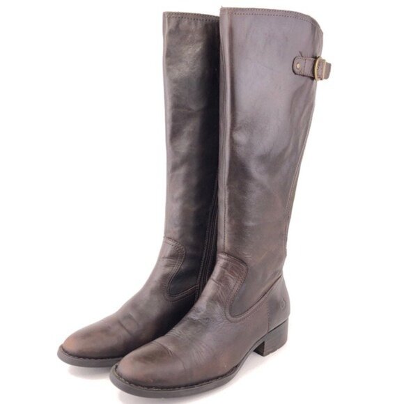 Born Carran Brown Leather Tall Riding Boots 9M - Picture 3 of 14